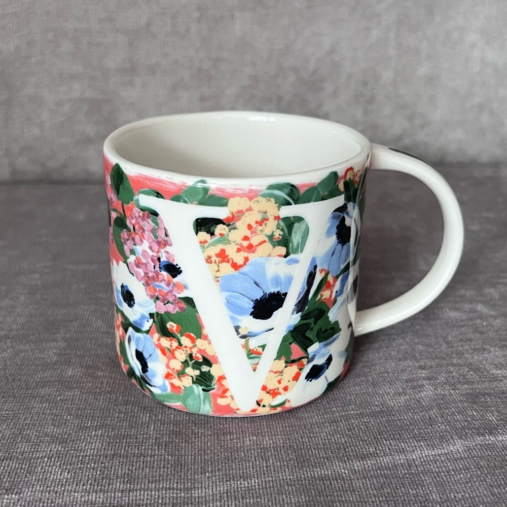 Anthropologie Dawn Floral ‘V’ Mug